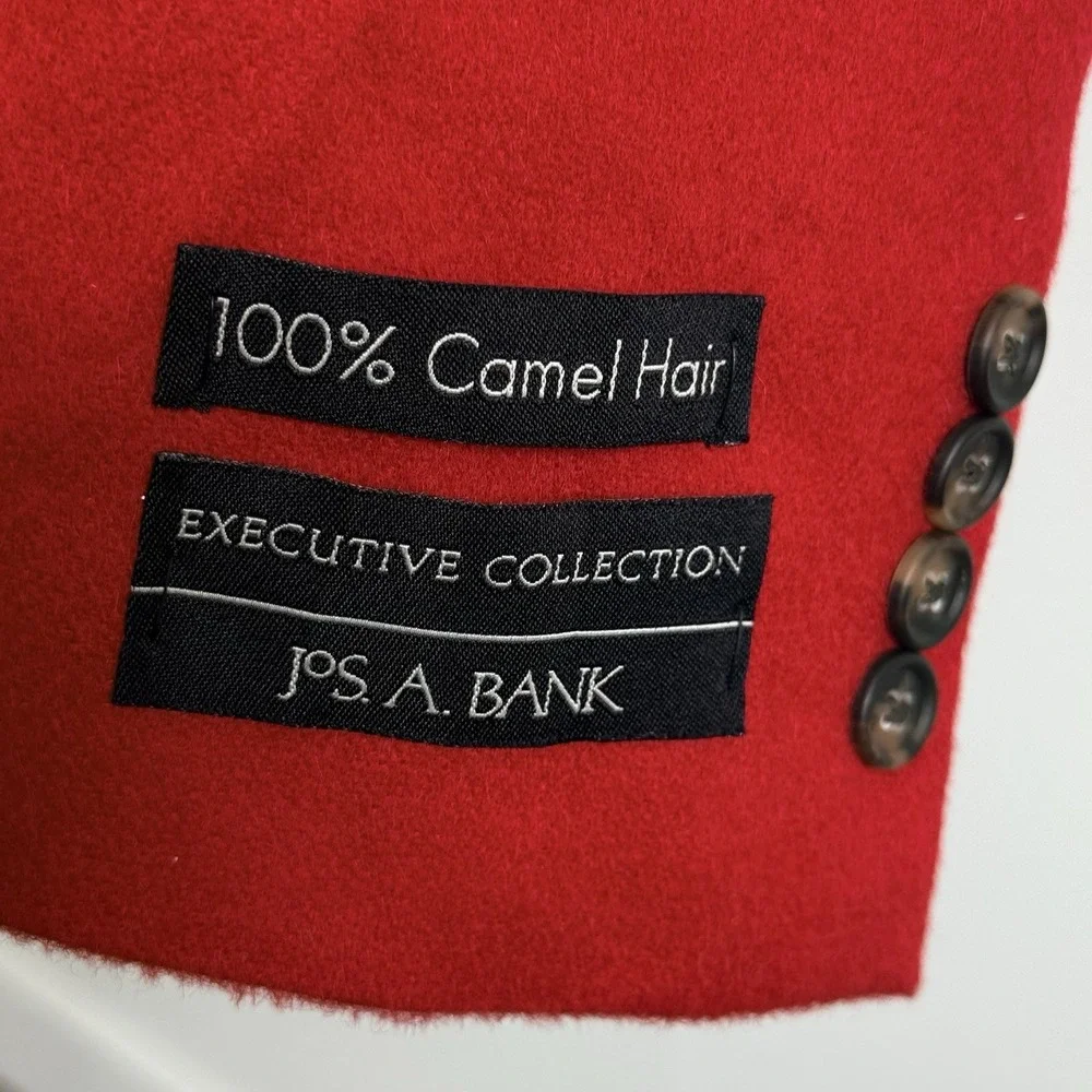 Jos A Bank Camel Hair 2-Button Blazer Men 48R Holiday Event Red cocktails NEW